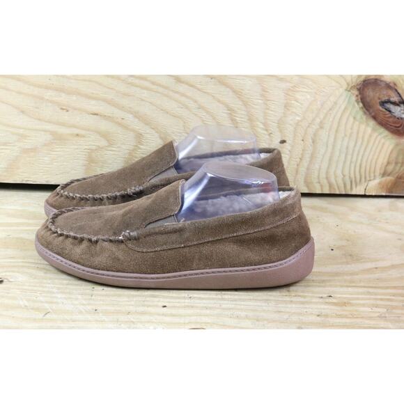 New Minnetonka Moccasins Mens 9M Brown Suede Venetian Faux Fur Lined - Picture 1 of 6